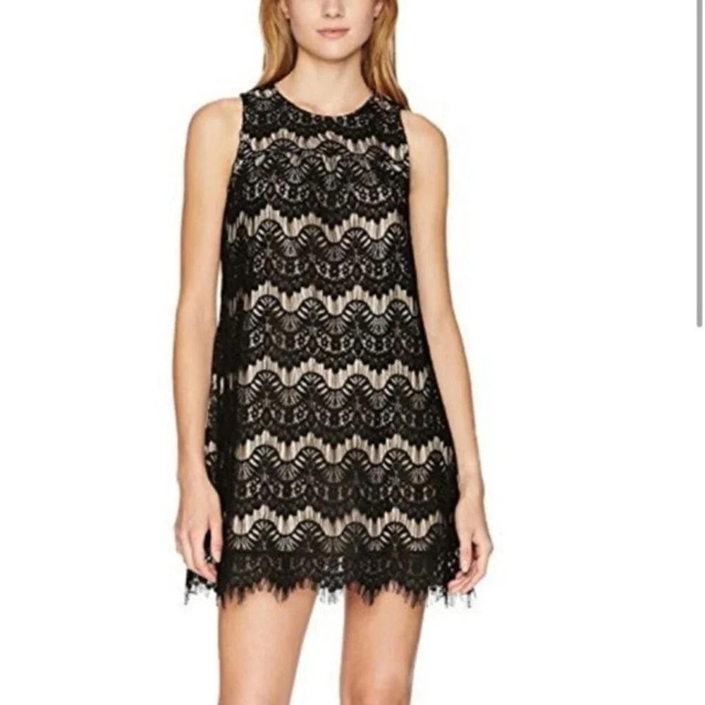 Black and nude lace shift dress size small